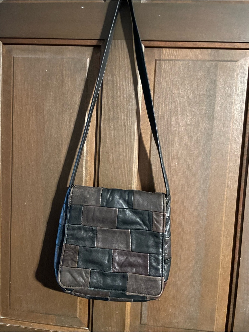 Patchwork ?? Leather ?? Shoulder Bag in Mixed Browns and Black